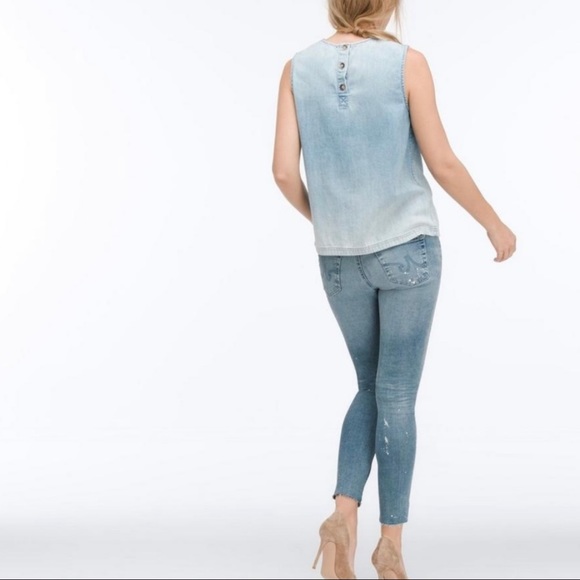 Adriano Goldschmied AG 'Teagan' Chambray Sleeveless Denim Top, Size XS, NWT - Picture 3 of 12